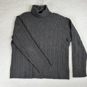 Lauren Ralph Lauren Cable Knit Gray Sweater Cashmere Merino Wool Angora Women XL